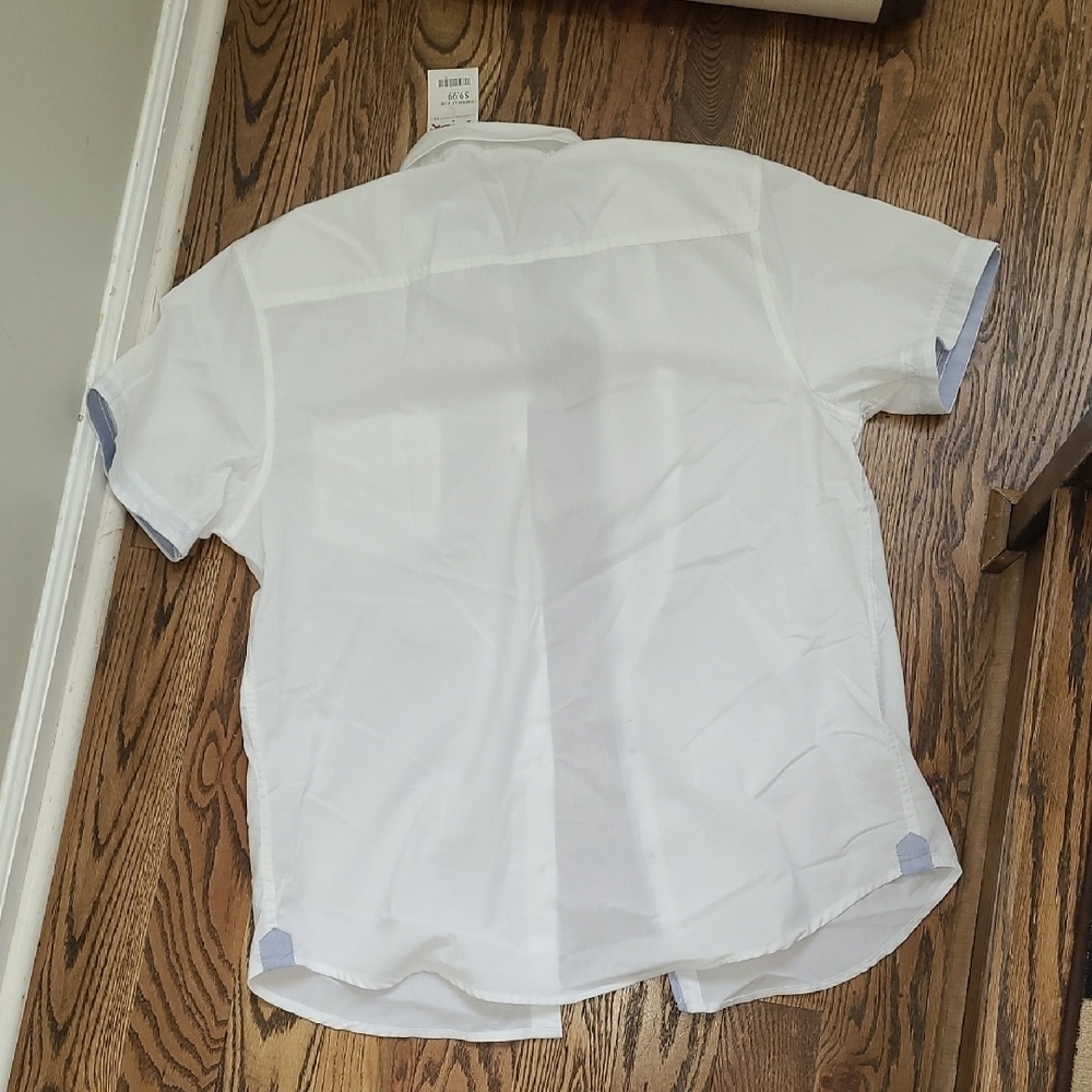 Men's Six Lincoln White Casual Button Down Shirt with Short Sleeves NWOT - Picture 4 of 6